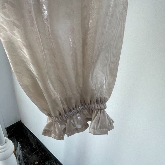 NEW Fancy shiny gold long sleeve top size L with sheer sleeves - Picture 4 of 11